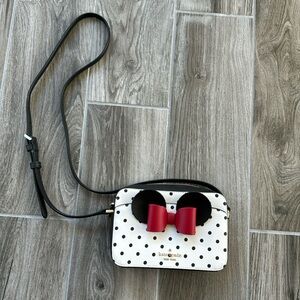 Kate Spade X Disney Minnie Mouse Ear White Polka Dot Crossbody Camera Bag